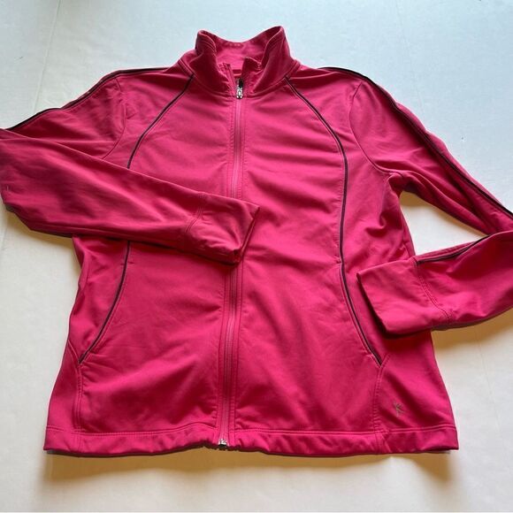 Danskin Now Women's Warm Up Jacket Pink with Gray Piping Size XL(16-18) - Picture 5 of 9